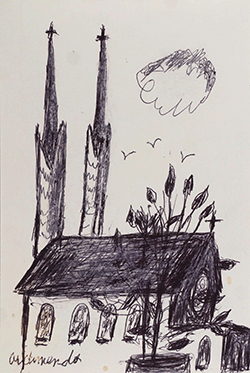 Lake scape with bridge